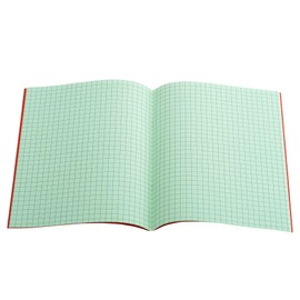 9" x 7" - 7mm Squared Tinted Paper - Exercise Book Red Cover - Green - Single Book