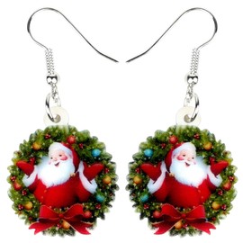 Bonsny Acrylic Drop Dangle Christmas Gifts Santa Claus Garland Earrings Ornaments Decorations Jewelry For Women Accessories