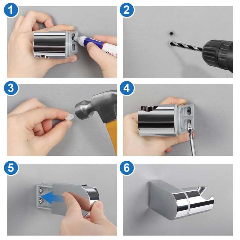 Shower Head Holder, 360° Adjustable Angle Handheld Shower Head Bracket,