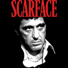 Scarface 80s Movies Scarface Face Vintage Style Adult Short Sleeve T-Shirts Graphic Tees Black