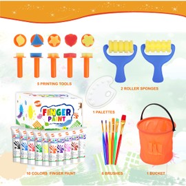 BLOT Finger Paints Children Non-Toxic Washable Finger Paints with Brush Sponges Apron Palette for Toddlers Nursery School Early Learning Acrylic