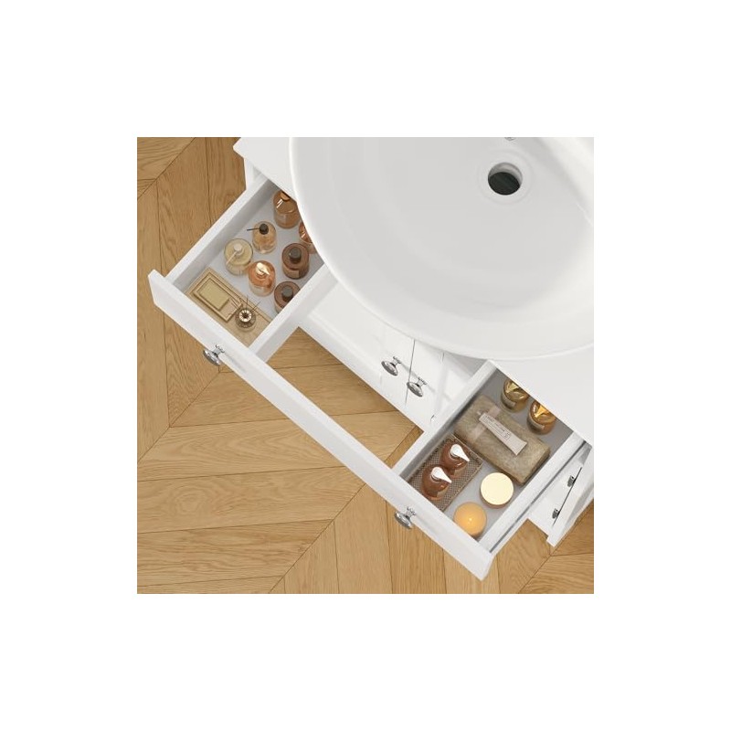 TEENFON Pedestal Sink Storage Cabinet with 2 Doors and Drawer,