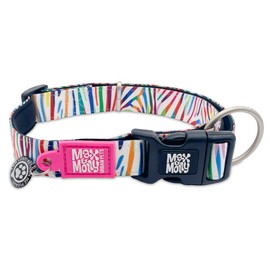 Max & Molly Rainbow Zebra Stripes Dog Collar with Safety QR Code Dog Tag - Soft, Adjustable, & Waterproof Collar, Cute Animal Print Designs for Both Girl and Boy Dogs & Puppies, Small