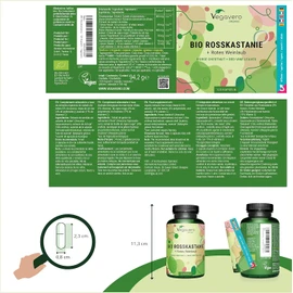 Organic Horse Chestnut Extract Vegavero® | 800 mg with Red Vine Leaves & Acerola Vitamin C | Aescin & Polyphenols | Supports Vein Health & Circulation | Vegan, No Additives | 120 Capsules