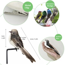 LWINGFLYER 2pcs Grey Artificial Simulation Foam Bird Clip on Feathered Sparrow Bird Ornaments for Craft Christmas Decoration Home Garden Wedding Decoration Party Accessories 16cm/6inch