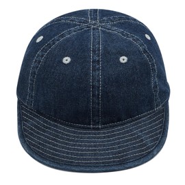 Clakllie Flat Brim Baseball Caps Short Brim Trucker Cap Unstructured Cotton Dad Hats Adjustable Fitted Caps,Dark Blue