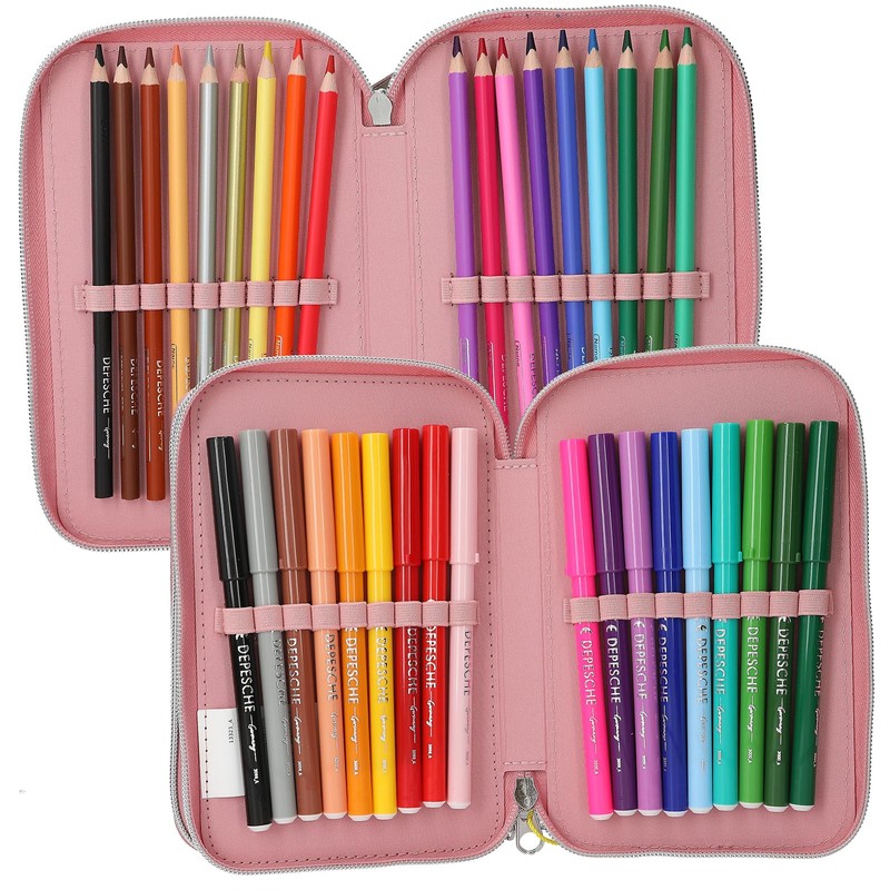 Depesche TOPModel Juicy 13323 Filled 3-Compartment Pencil Case in Dusky