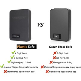 BOOSTEADY Gun Safes for Pistols, Small Pistol Safe Handgun Portable Safe with 4 Digits Combination Lock for Gun Storage, Plastic Handgun Case for Car, Home, Travel
