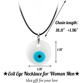 Caiyao Evil Eye Pendant Necklace Glass Leather Rope Chain Turkish Protect Lucky Necklace for Women Men-5 Pcs Round