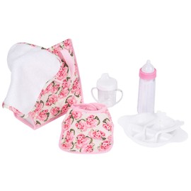 Rakki Dolli Feeding Set Nursery Bag Set for Dolls, Plate Together with Spoon, Fork, Milk Bottle, Juice Cup, Towel &Bib