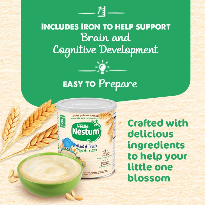 Nestle Nestum Infant Cereal Wheat and Fruits, 9.5 Ounce (Pack