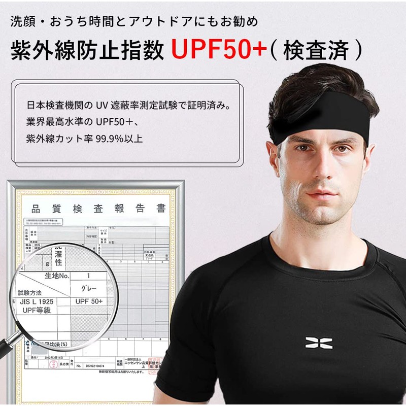 Men's Headband, UV Protection Factor, UPF 50+ (Tested), Incredibly Sweat