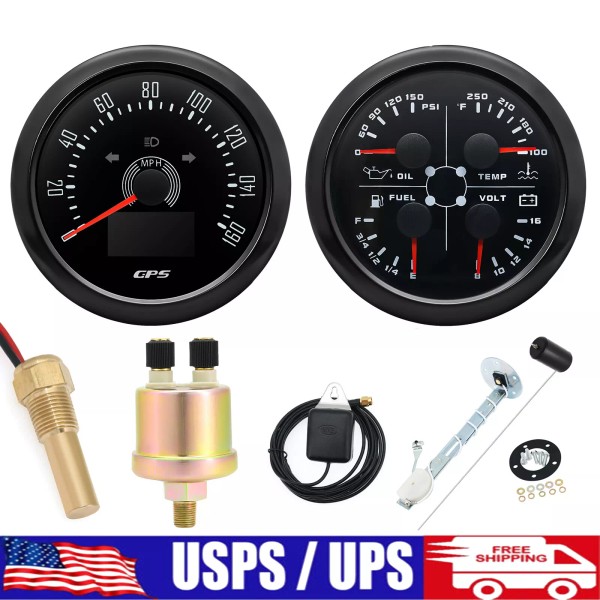 MAIMEIMI 85MM GPS Speedometer 160MPH Tachometer Fuel Oil Volt Temp