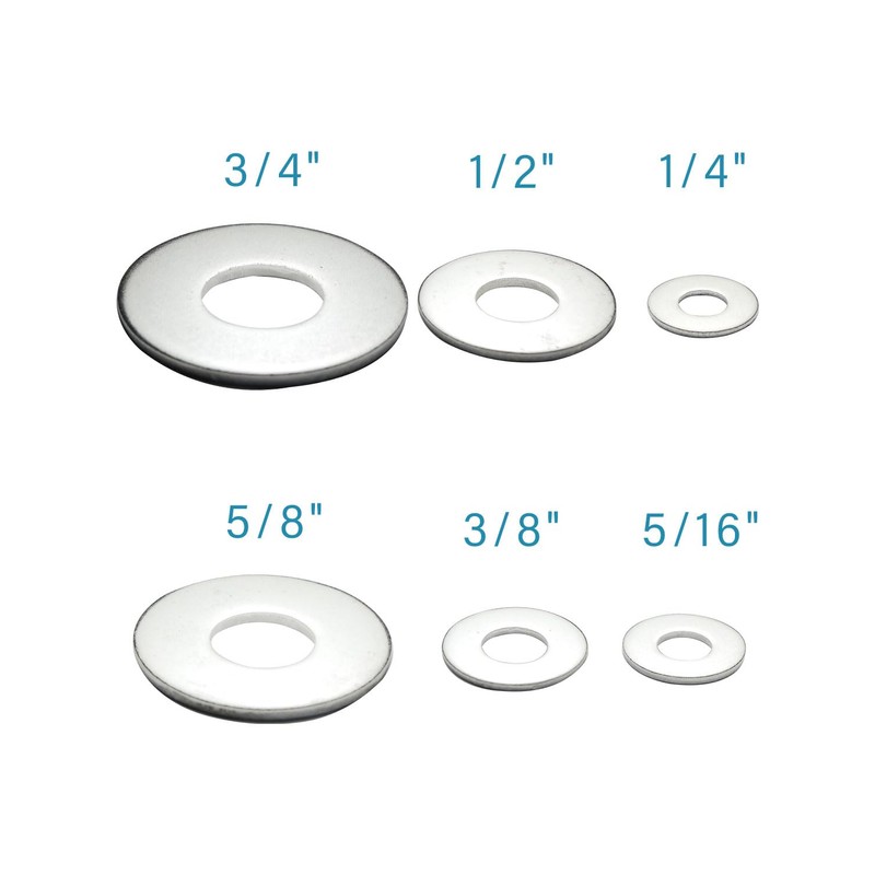 IMScrews 1/4" USS Large Flat Washers 304 Stainless Steel Washers