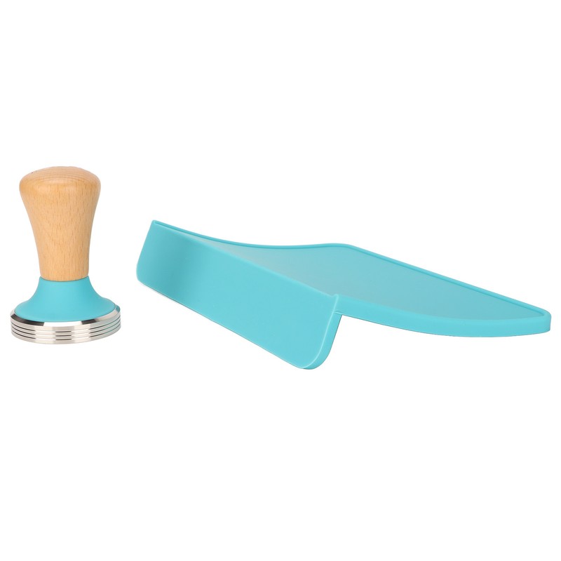 2Pcs Tamping Mat Silicone Coffee Pad with Beech Handle Tamper