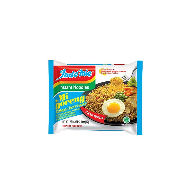 Indo Mie Mi Goreng Fried Noodles, Barbeque Chicken, 3 Ounce