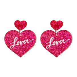 Tyniffer Pink Heart Earrings Lover heart earrings dangle Taylor Lover Earrings Arylic TS Lover heart Shaped Earrings Eras Tour Concert Gifts for Swiftie Fans, Acrylic, No Gemstone