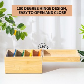 Henoyso Index Card Holder Set, Bamboo Index Cards Organizer, 50 Pcs Index Card Dividers 2 Sheets Alphabet Number Stickers File Note Card Holders for Office Business Classroom (5 x 8 Inches)
