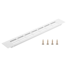 PATIKIL Door Air Vent Cover, 12 x 1.7 Inch (Outer Dimensions) Aluminum Louvered Ventilation Grille Rectangle Toe Kick Vent with Mounting Screws for Shoe Cabinet Wardrobe, White