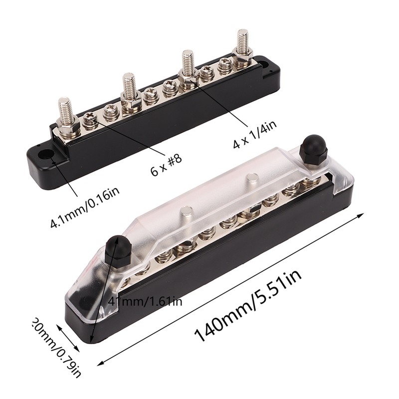 10 Way Power Distribution Block Bus Bar M6 Studs M4