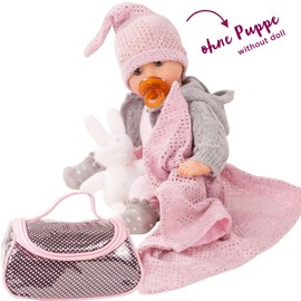 Götz 3402832 Großes Babyset Cosy Rabbit Gr. S - 10-teiliges Bekleidungs- und Zubehörset für Babypuppen mit Einer Größe von 30-33 cm