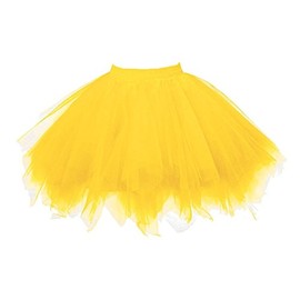 Honeystore Women's Short Vintage Ballet Bubble Puffy Tutu Petticoat Skirt Yellow Gold(Size: One Size)