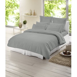 Dormisette Luxury German Flannel Sheets & Pillowcases Set, 4 Piece (King, Heather Grey Pinstripe)