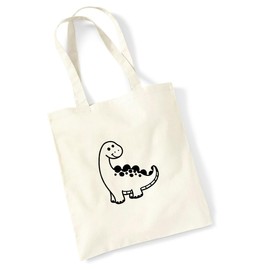 Huuraa Jute Bag Apatosaurus Dinosaur Bag Cotton 10 Litres Size with Motif for All Dino Fans Gift Idea for Friends and Family, natural