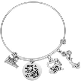 HUTIMY Cheerleader Bracelet for Girls 8-10 Gifts Young Senior Little Teen Cheer Team Present Cheerleading Charm Bracelet
