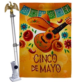Ornament Collection Dance de Mayo House Flag Eagle Set Summertime Cinco Party Cactus Pinata Sombrero Mexican Fiesta Outdoor Decoration Banner Small Garden Yard Gift Double-Sided, Made in USA