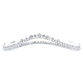 Simple Elegant Double Arch Rhinestone Crystal Bridal Tiara Crown T1266