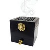Nazareth Store Charcoal Incense Burner Resin Holder Black Natural Wood
