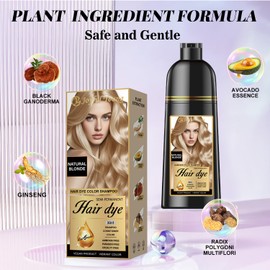 Joyful Young Natural Hair Dye Shampoo 3 IN 1, Hair Color for Gray Hair Coverage, Hair Coloring Shampoo for Women, Color Shampoo Beard Dye for Men, Vegan Ammonia Free Hair Shampoo (NATURAL BLONDE)