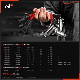 A-Premium 5PCS Spark Plug Wires Compatible with Honda Accord 1990-1997 2.2L, Odyssey 1995-1997 2.2L, Prelude 1992-1996 2.2L 2.3L & Isuzu Oasis 1996-1997 2.2L