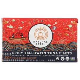 Natural Catch, Filets Tuna Yellowfin Spicy In Evoo, 4.4 Ounce