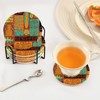 susiyo 6 Pcs Exotic Tiki Pattern Coasters with Holder Absorbent