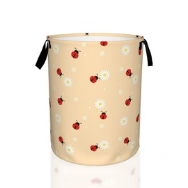 Ladybug with Chamomile Flower Laundry Basket,Waterproof Laundry Hamper,Collapsible Organizer Basket for Storage Bin Toy Bins, Dirty Clothes Laundry Basket for Living Room/Bathroom/Bedroom