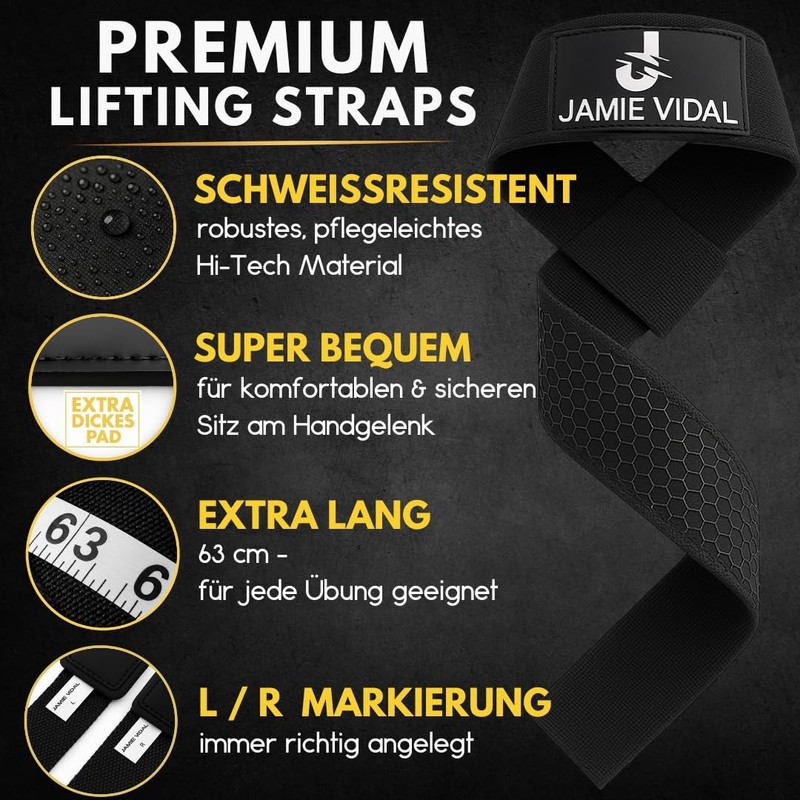 JAMIE VIDAL® Lifting Straps - Lifting Straps Classic Grip -