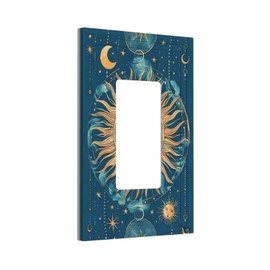 Xuejiaku Decorative Outlet Covers Boho Turquoise Minimalist Gold Sun Moon Phase 1 Gang Single Decora GFCI Device Light Switch Covers Plate 1 Rocker Wall Plate Jumbo Switch Plate Cover