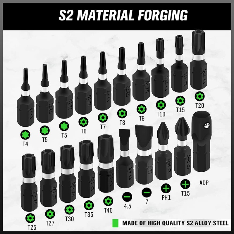 SWANLAKE 20PCS Tamper Resistant Star Bit Set,Torx Bit Set, Impact