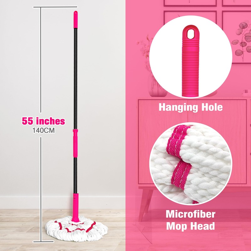 NEWE Self Wringing Twist Mop for Floor Cleaning, Upgraded 18-inch