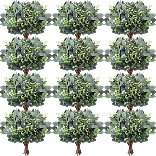 Janinka 90 Pcs Mixed Eucalyptus Leaves Stems Bulk Artificial Eucalyptus