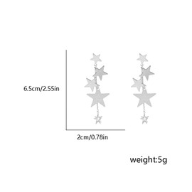 Star Long Tassel Dangle Drop Earrings for Women Sterling Silver Post Gold-Plated Shooting Stars Charms Dangling Earring Hypoallergenic Fashion Jewelry for Birthday Her Christmas Bff, big, Brass, No