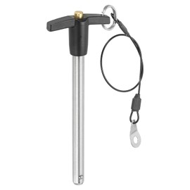 PATIKIL T Handle Lock Pins 3/8 x 3.94" (9.5 x 100mm), Quick Release Pin 304 Stainless Steel Safety Locating Pins with Push Button 25 cm Lanyard Cable