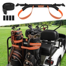 Golf Cart Bag Holder Bracket for 2+2 Seater Golf Cart Rear Seat, Compatible with EZGO, Club Car, Yamaha Golf Carts, 1 inch Sqaure Strut, No Drilling Golf Cart Rear Bag Holder Adjustable Orange