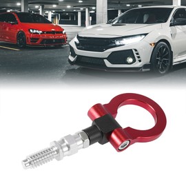 X AUTOHAUX Red Aluminum Alloy Front Bumper Towing Eye Tow Hook for Car Auto