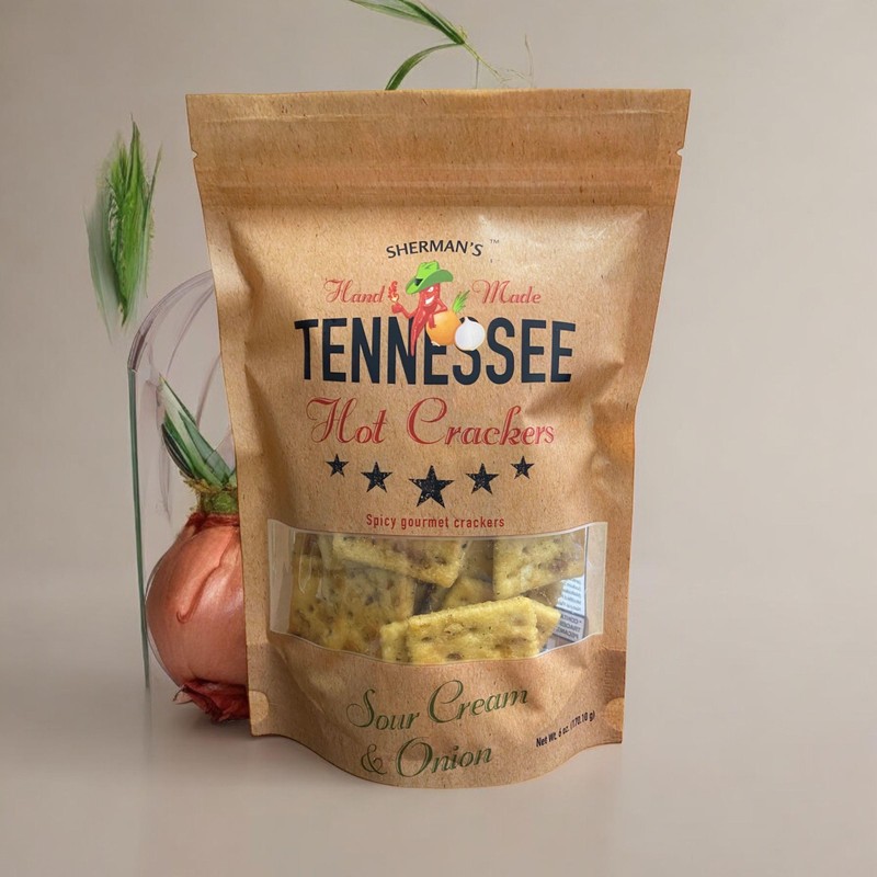 Sherman's Tennessee Hot Crackers, Sour Cream & Onion. 4 pack.