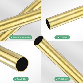 M METERXITY 1-Pack 300mm Brass Round Tube, 19mm OD 1mm Wall Thickness H62 Brass Seamless Tubing for Construction/Machining/DIY Crafting, Metal Straight Pipe [0.74x0.04x11.81IN]