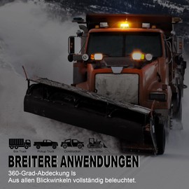 Agrieyes Interchangeable Lenses Rotating Beacon 12 V Warning Light Car Yellow LED Tractor Rotating Light Permanent Attachment Warning Flash for Car Truck