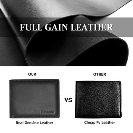 Sigtrenx Leather Wallets for Men, Genuine Leather Mens Wallet Bifold Rfid Blocking with 2 ID Windows (Black)